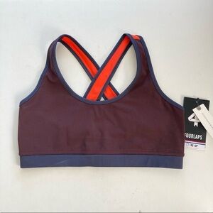 NWT Fourlaps Anthropologie Infinity Racerback Dark Brown Sports Bra Sz M
